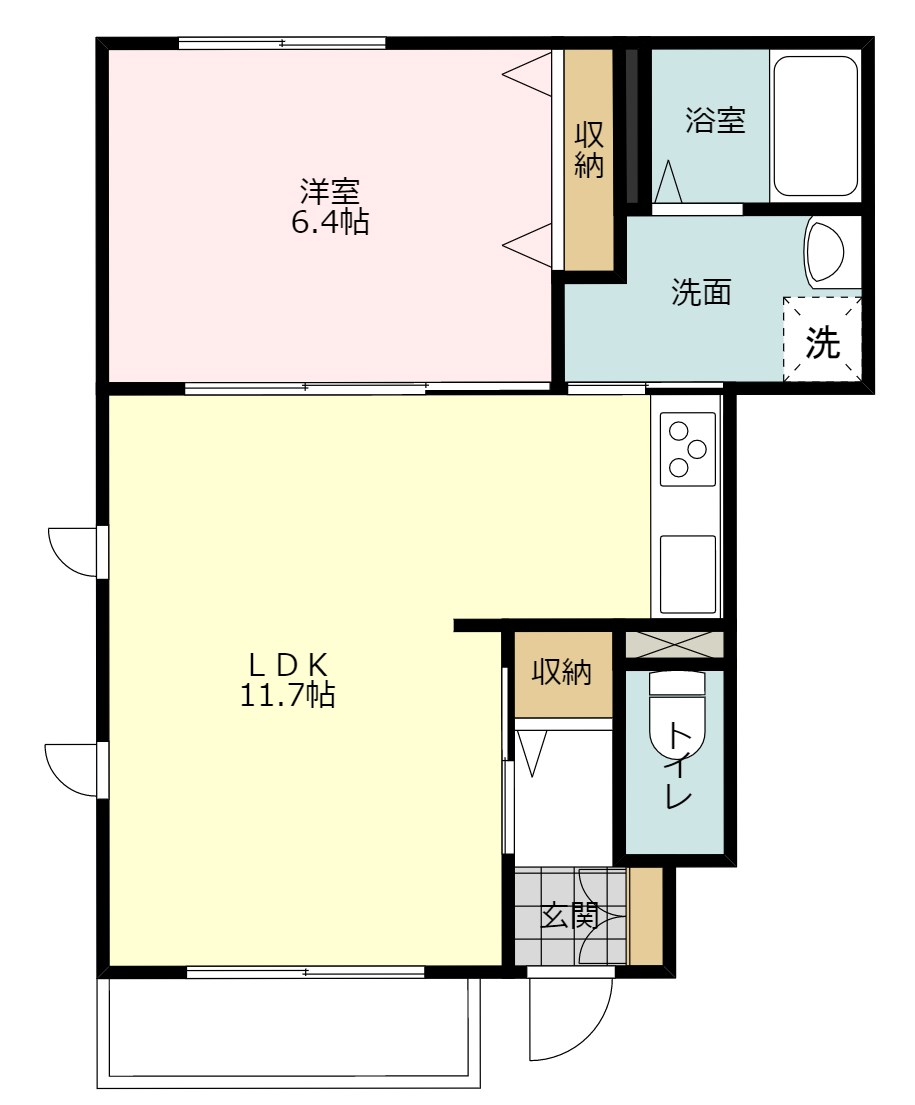 間取り：室内写真は１０１号室です