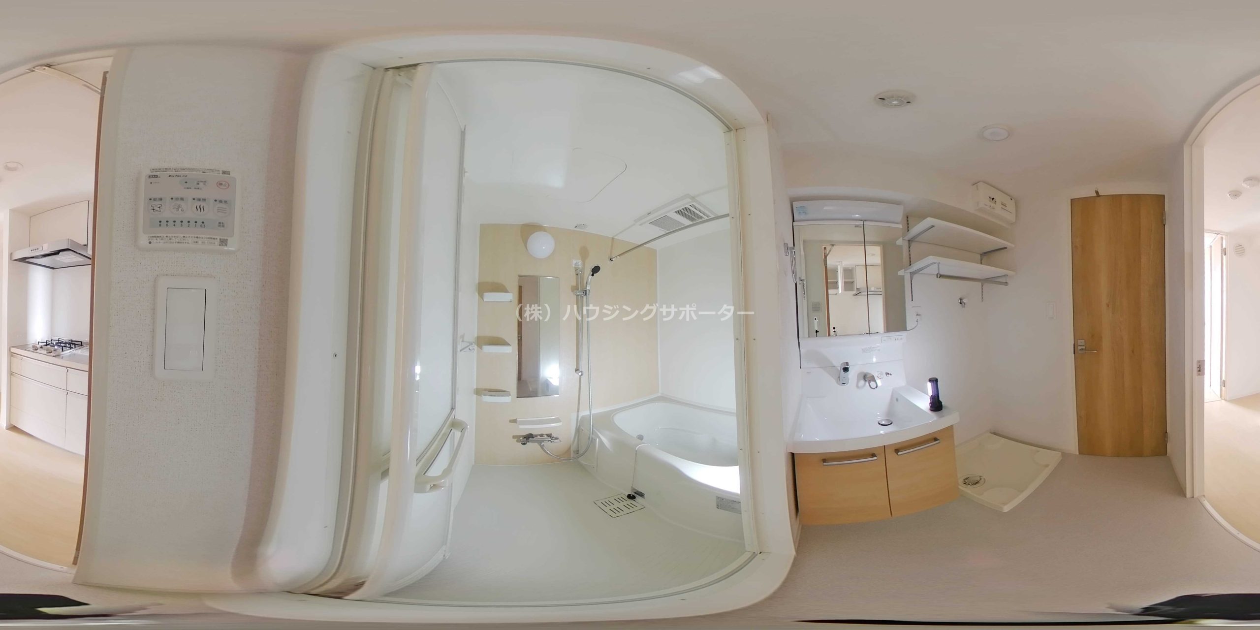 風呂画像：2号室タイプのパノラマ画像です※階数によりトイレとお風呂の位置が脱衣室挟んで逆になります