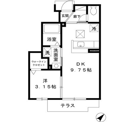 間取り：※室内写真代表して1DK105号室です