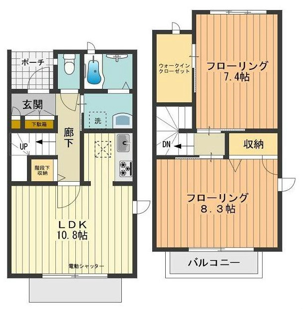 間取り：上下で使う人気のテラスハウスです