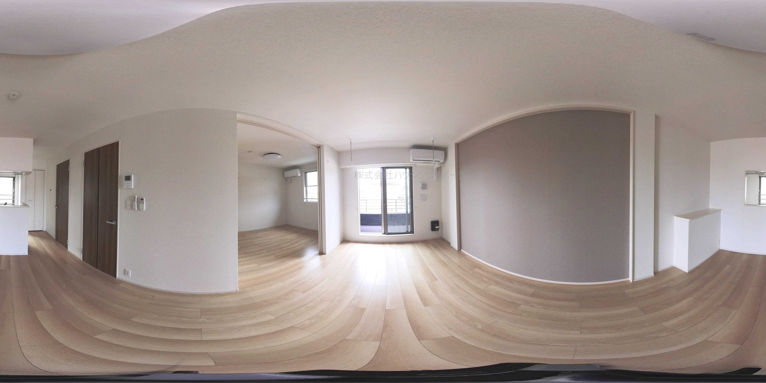 202号室のパノラマ画像です。部屋により左右反転です