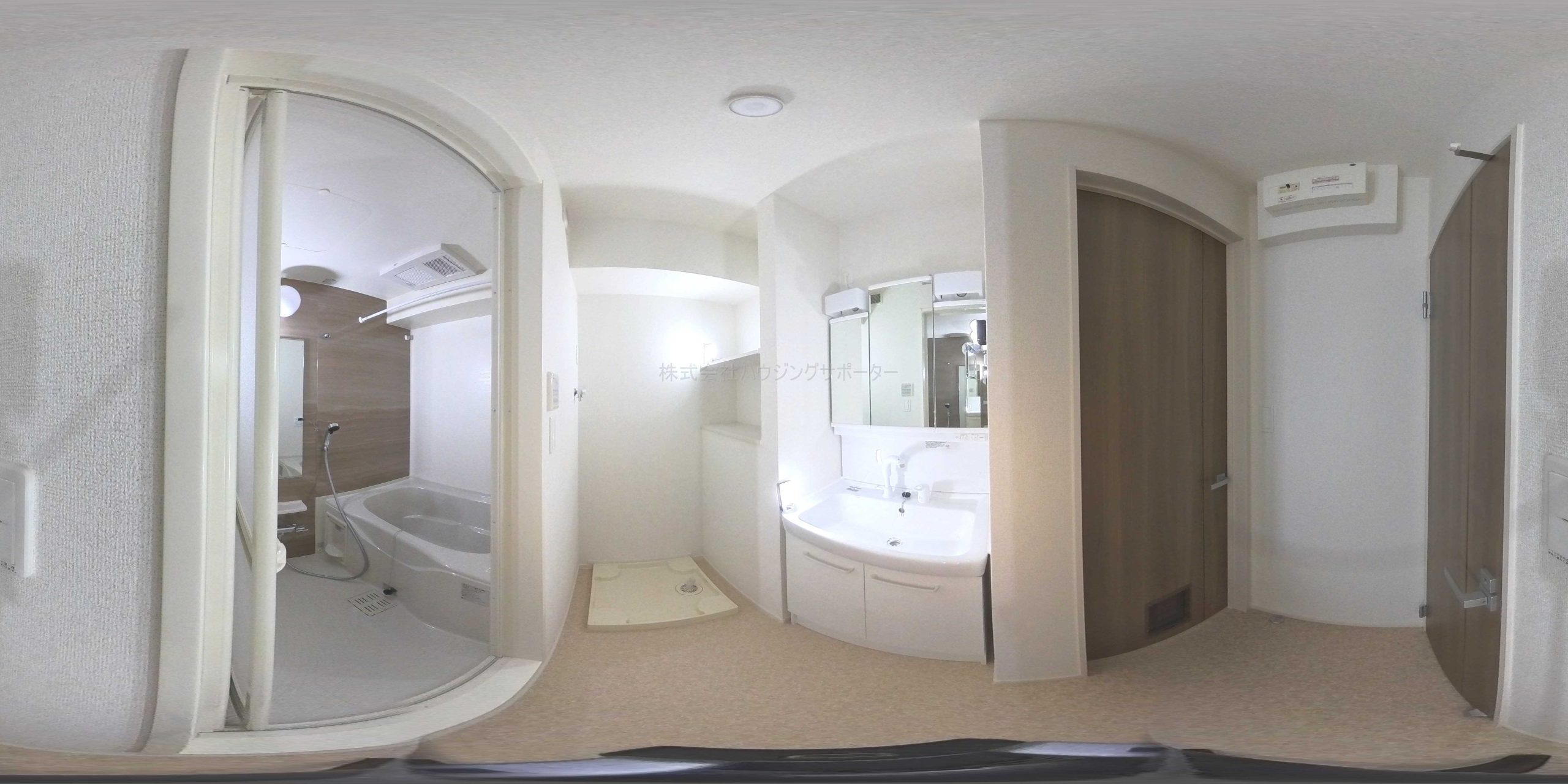 A棟２階のパノラマ画像です。部屋により左右反転、角部屋は場所により側面に窓が有ります。